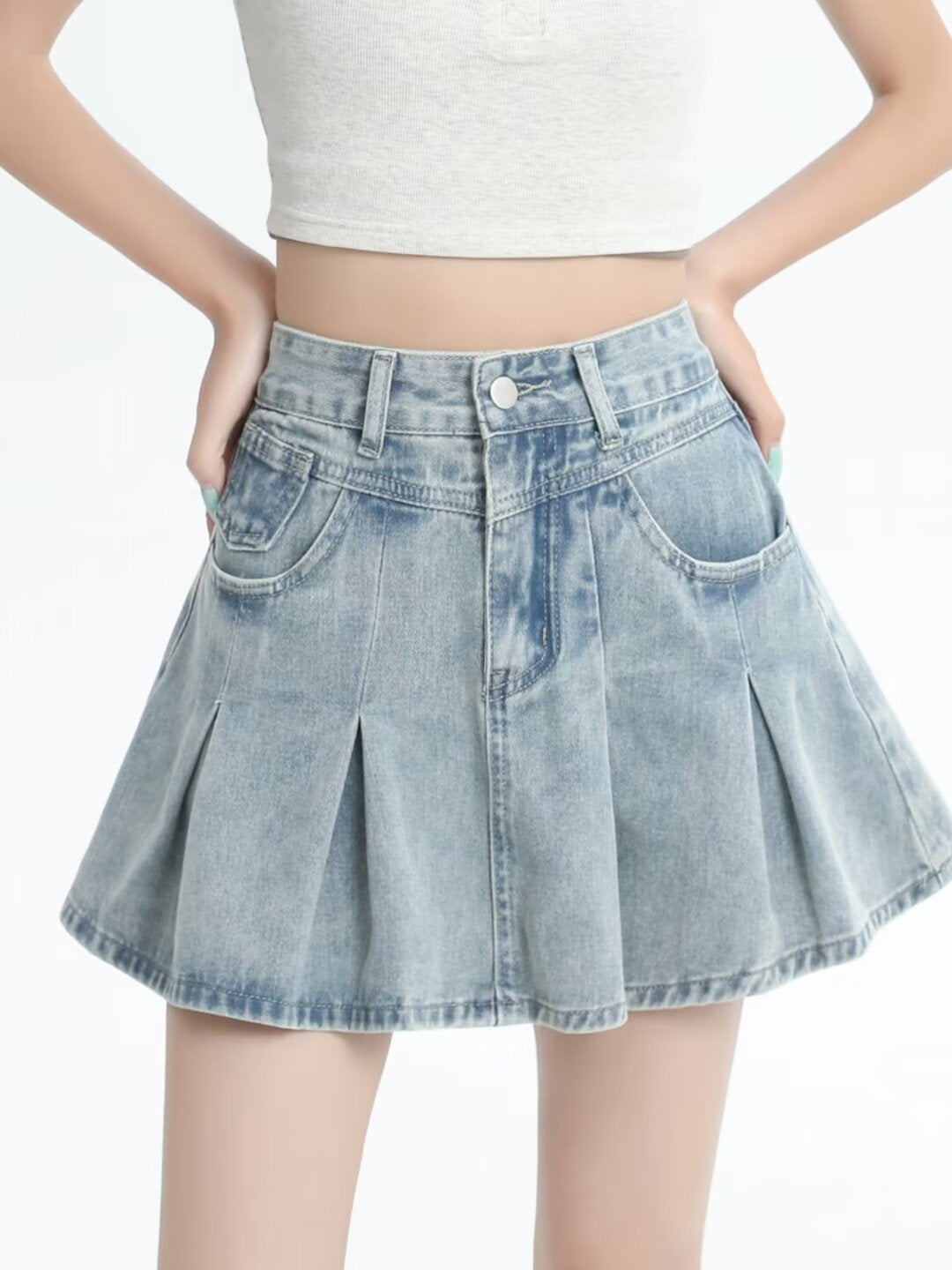 Cloudwalk Pleated Denim Skirt.