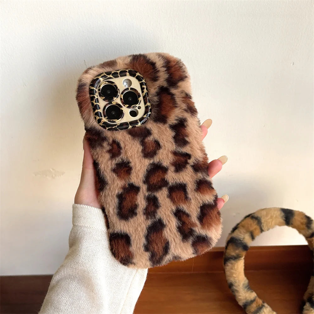 Fashion Leopard Fluffy Fur iPhone Case