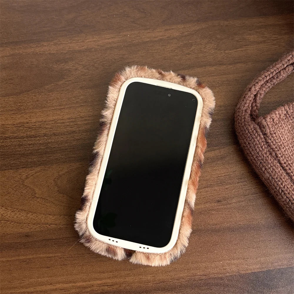 Fashion Leopard Fluffy Fur iPhone Case