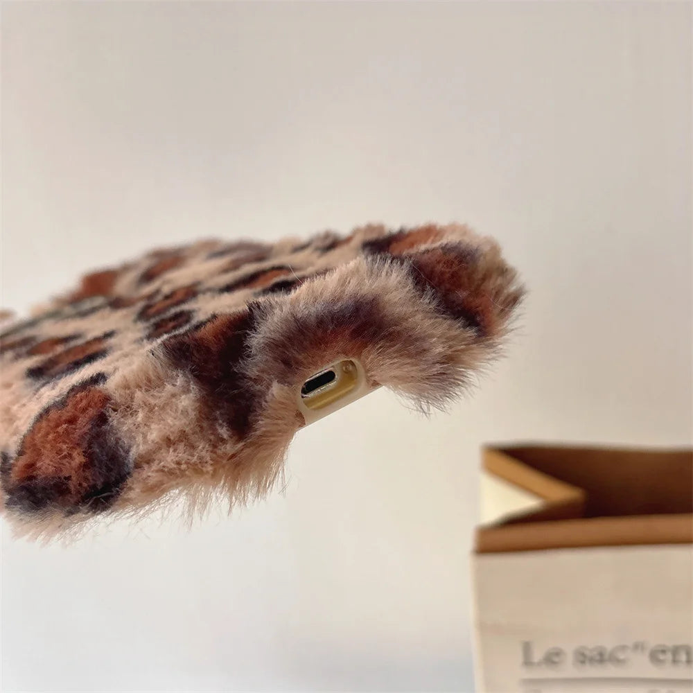 Fashion Leopard Fluffy Fur iPhone Case