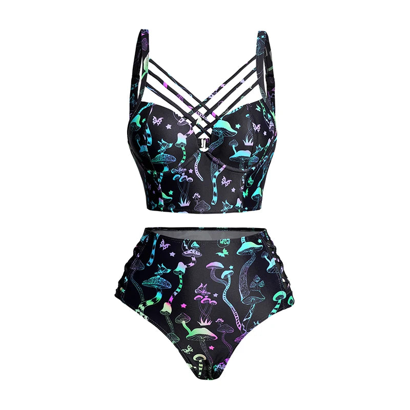 Galaxy Shroom Crisscross Bikini Set