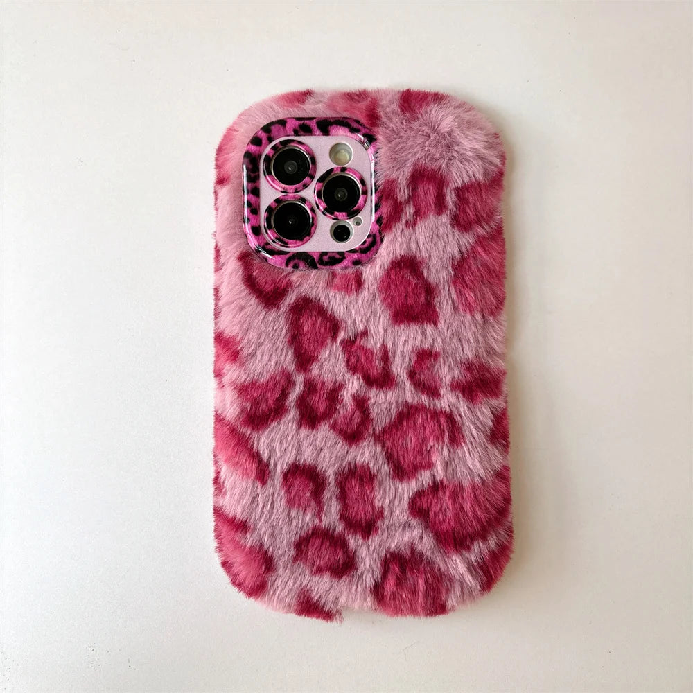 Fashion Leopard Fluffy Fur iPhone Case