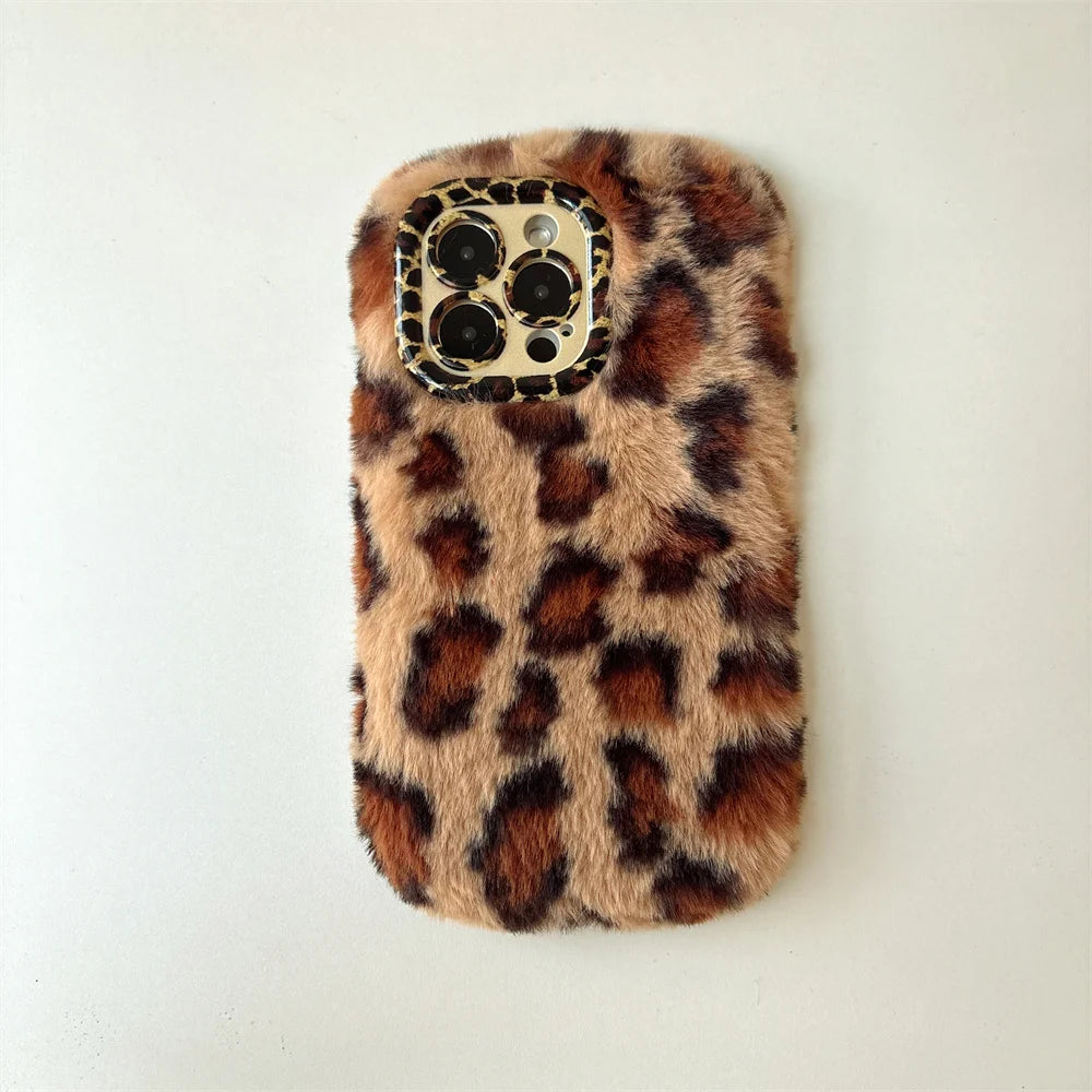 Fashion Leopard Fluffy Fur iPhone Case