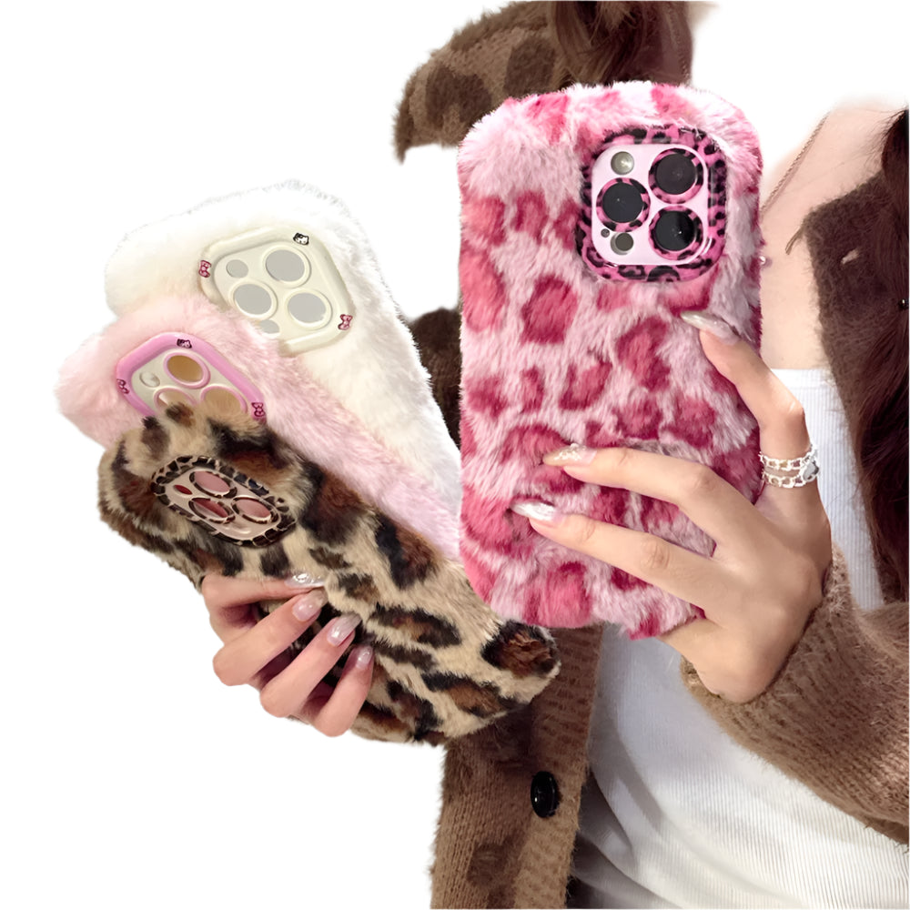 Fashion Leopard Fluffy Fur iPhone Case
