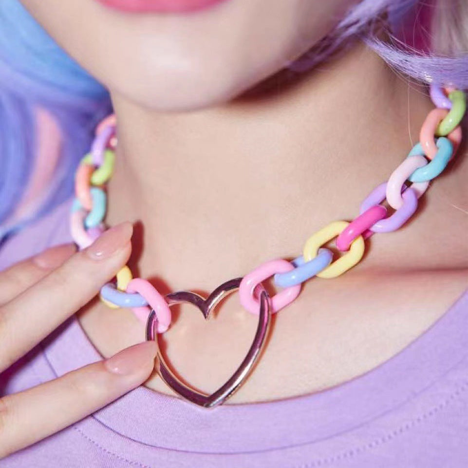 Color Pop Heart Pendant Choker