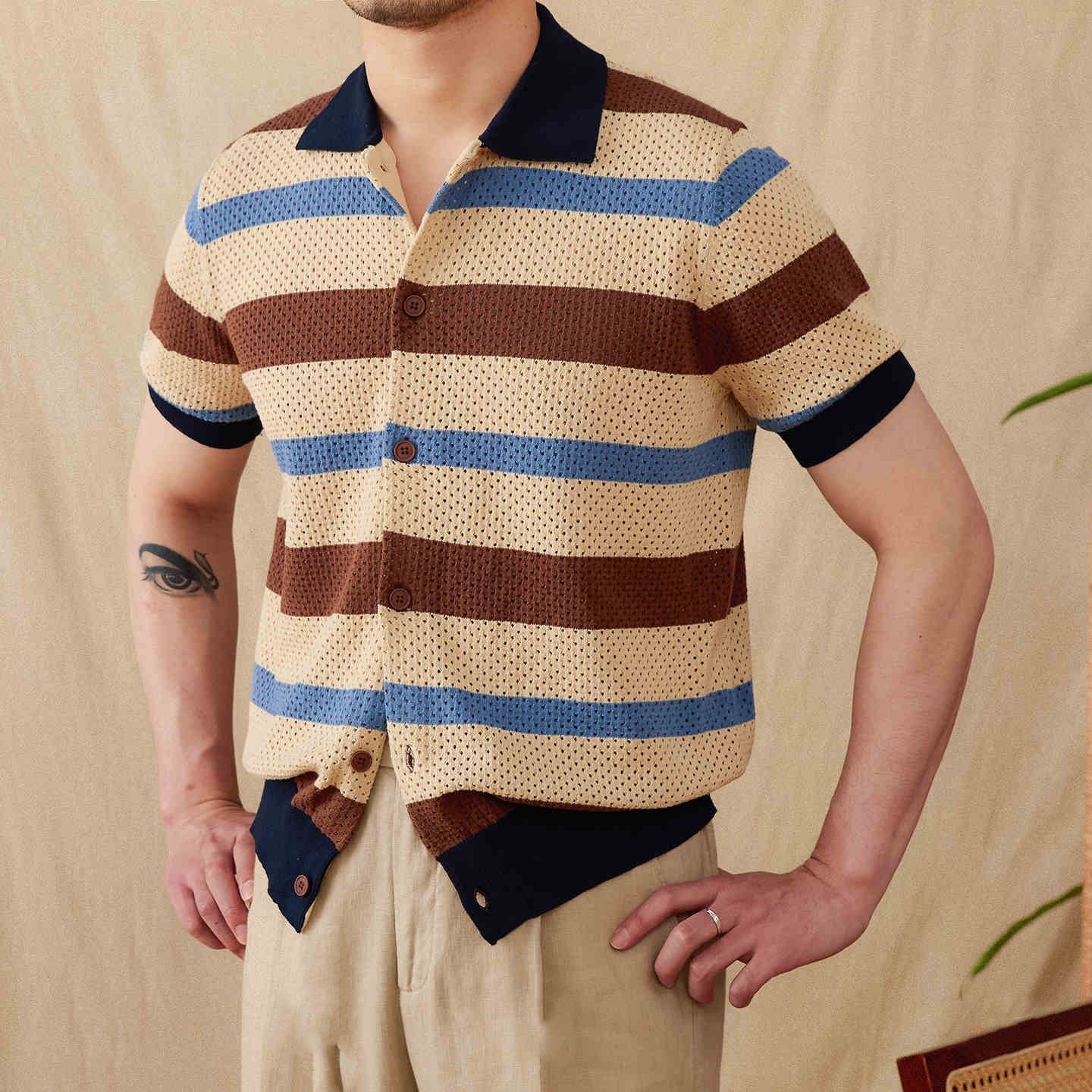 Retro Stripe Lapel Tee.