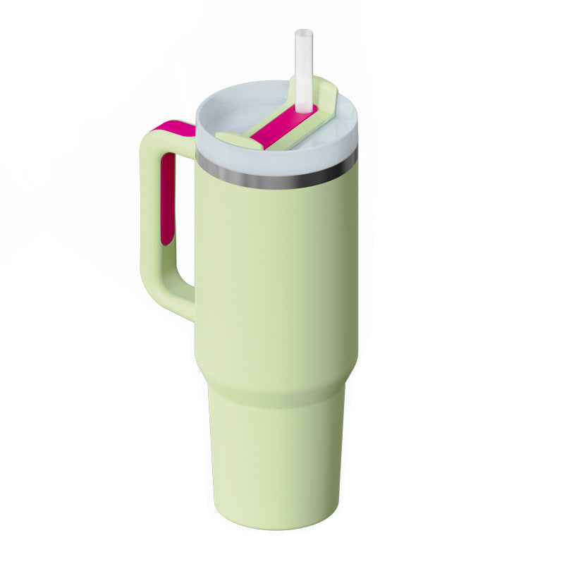 Heart Sip 40oz Insulated Tumbler | Spill-Proof Stainless Steel Travel Cup with Straw & Handle