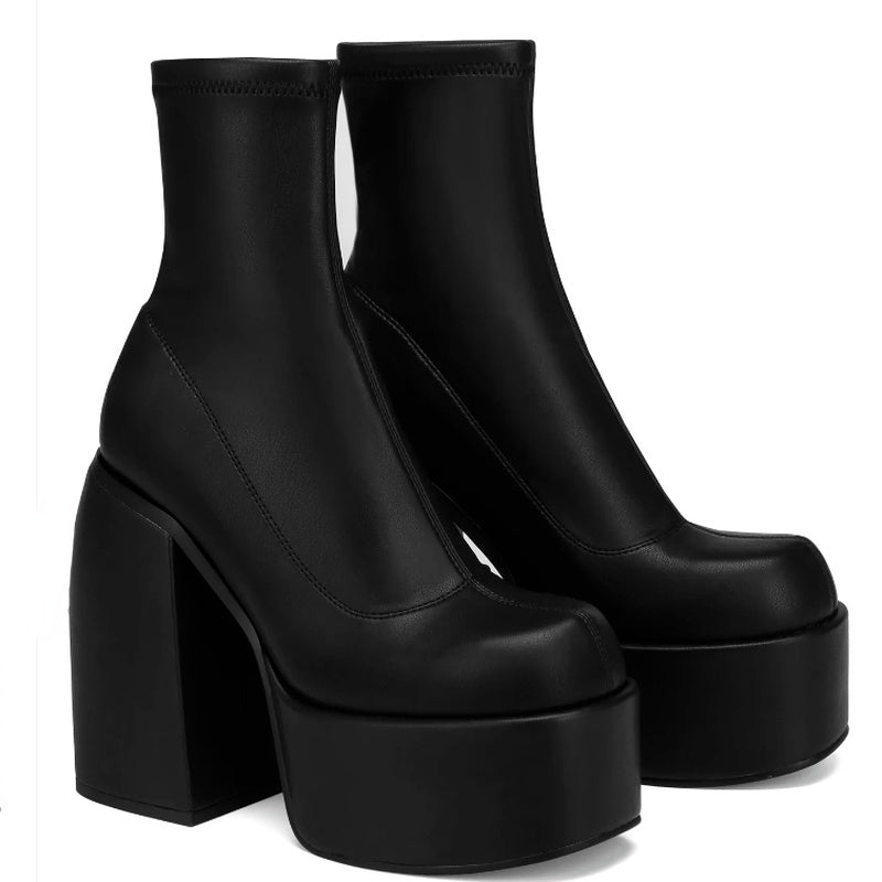 Sky Stomp Chunky Platform Boots | High Heel Side-Zip