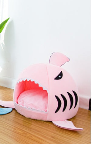 Shark Snuggle Cave Bed | Plush Nest for Small Pets
