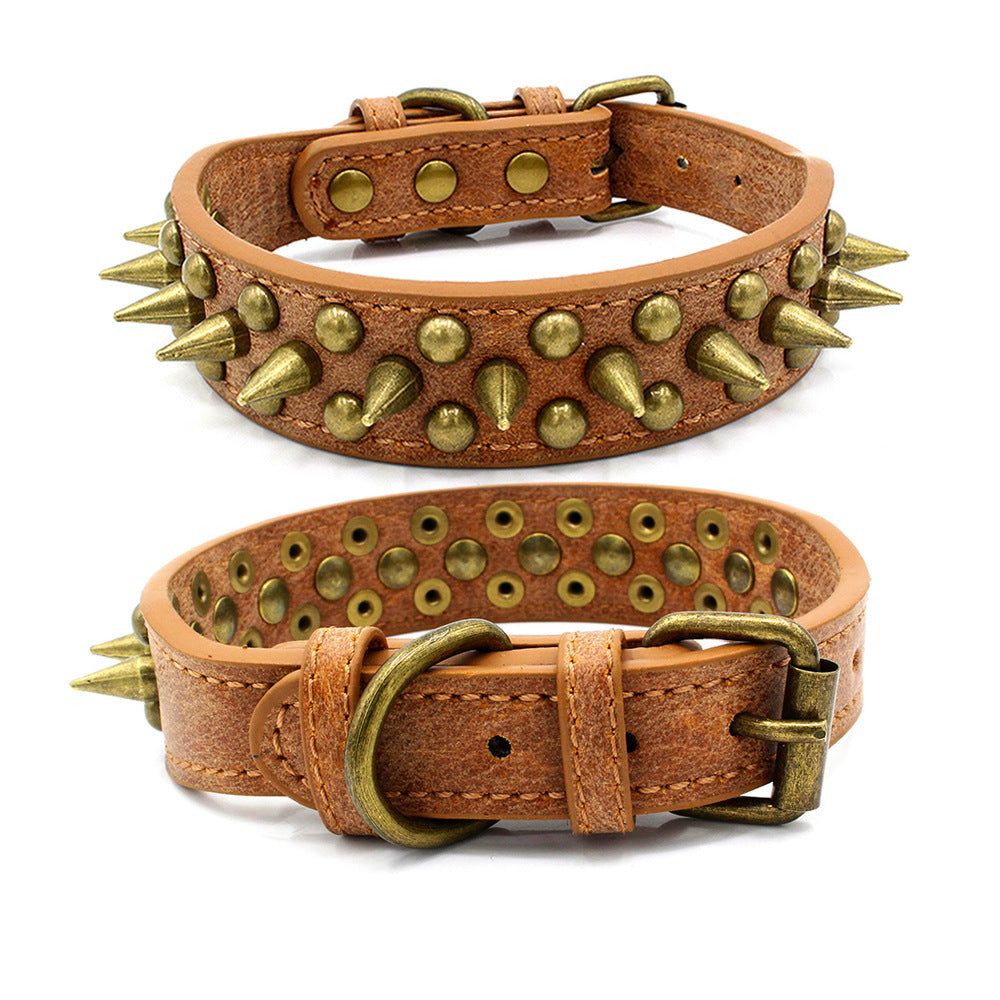 Rust & Rose Studded Pet Collar | Bronze Rivet PU
