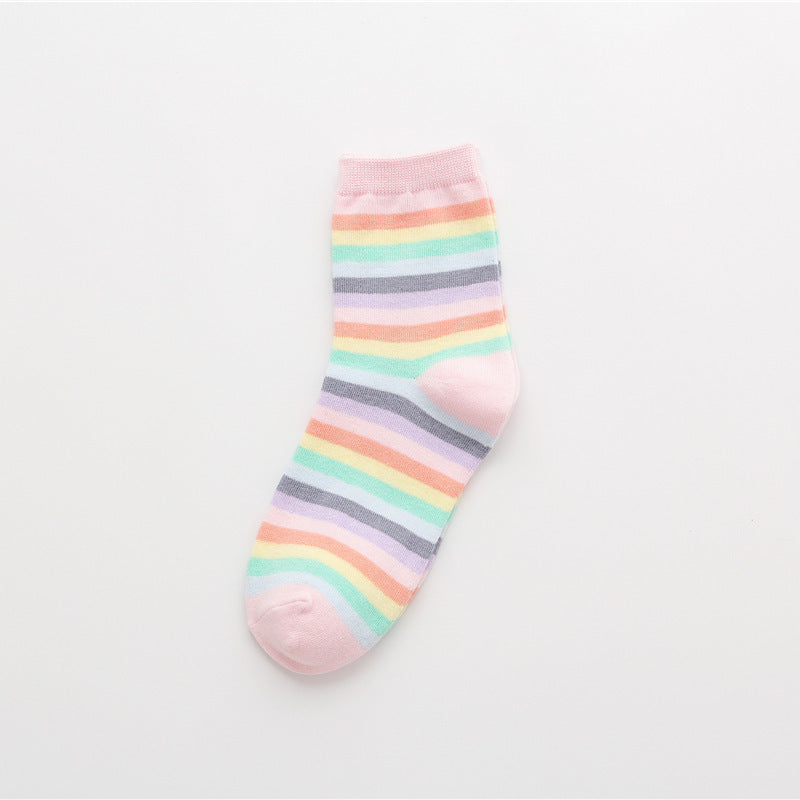 Retro Rainbow Striped Socks