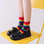 Retro Rainbow Striped Socks