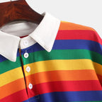 Candy Spectrum Striped Lapel Sweater