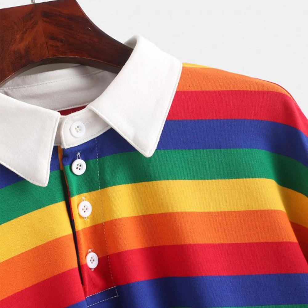 Candy Spectrum Striped Lapel Sweater