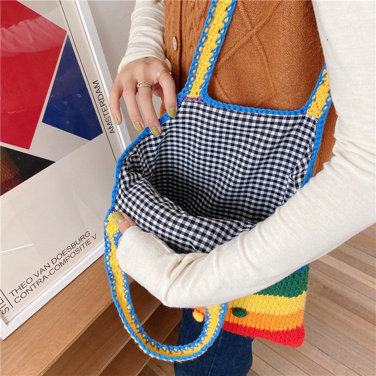 Dreamy Threads Rainbow Knit Tote