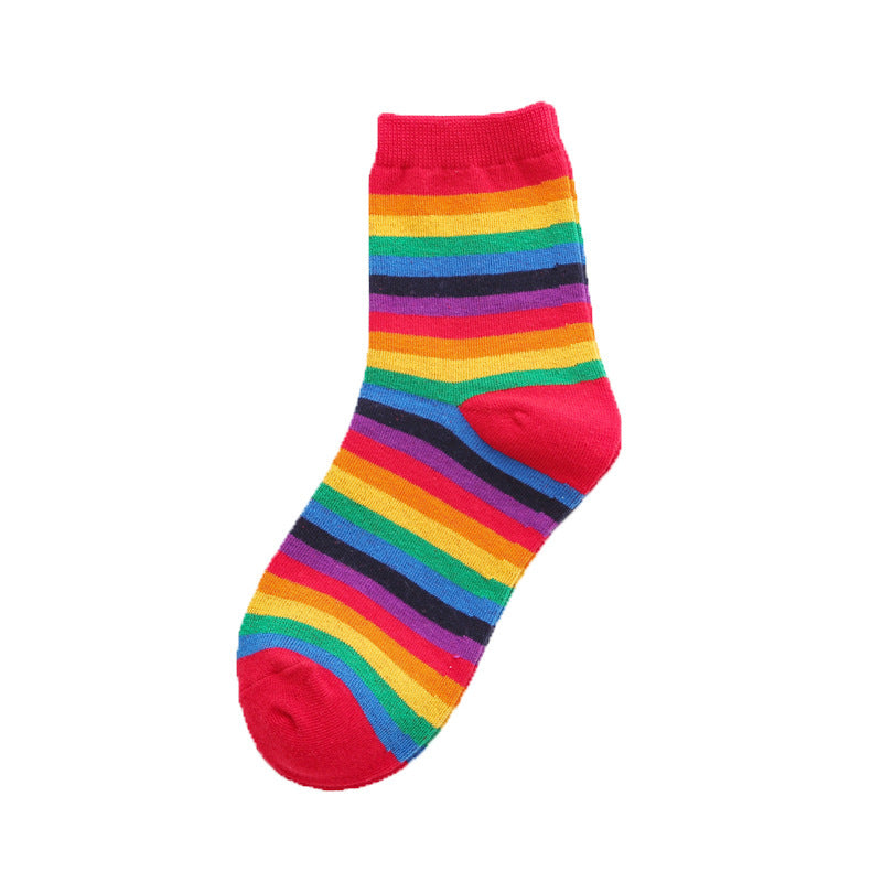 Retro Rainbow Striped Socks