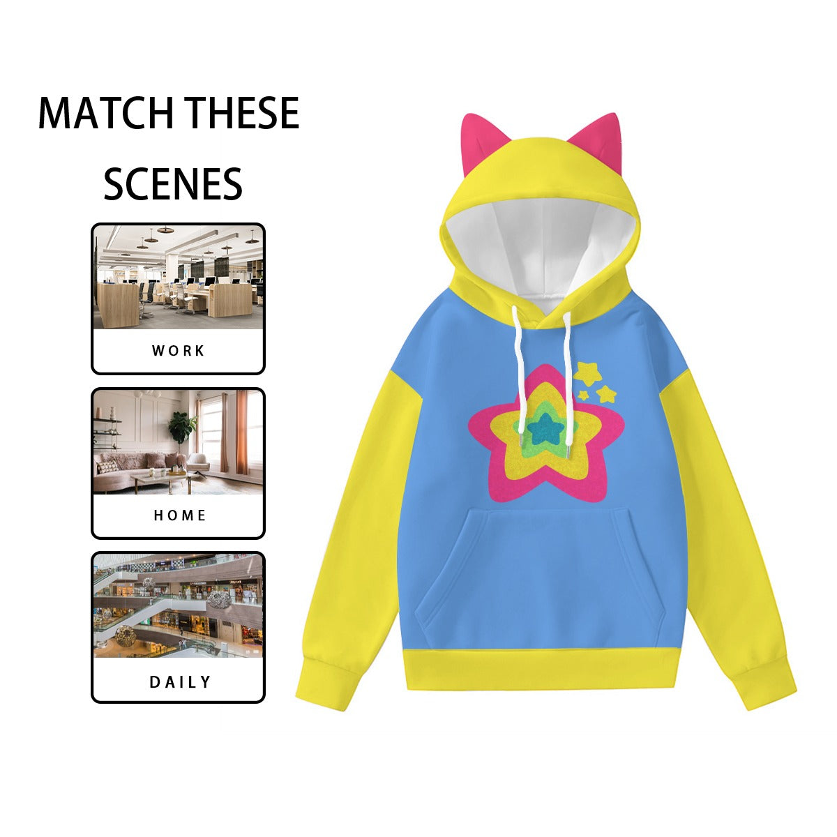 Neon Dream Kitty Ears Hoodie.