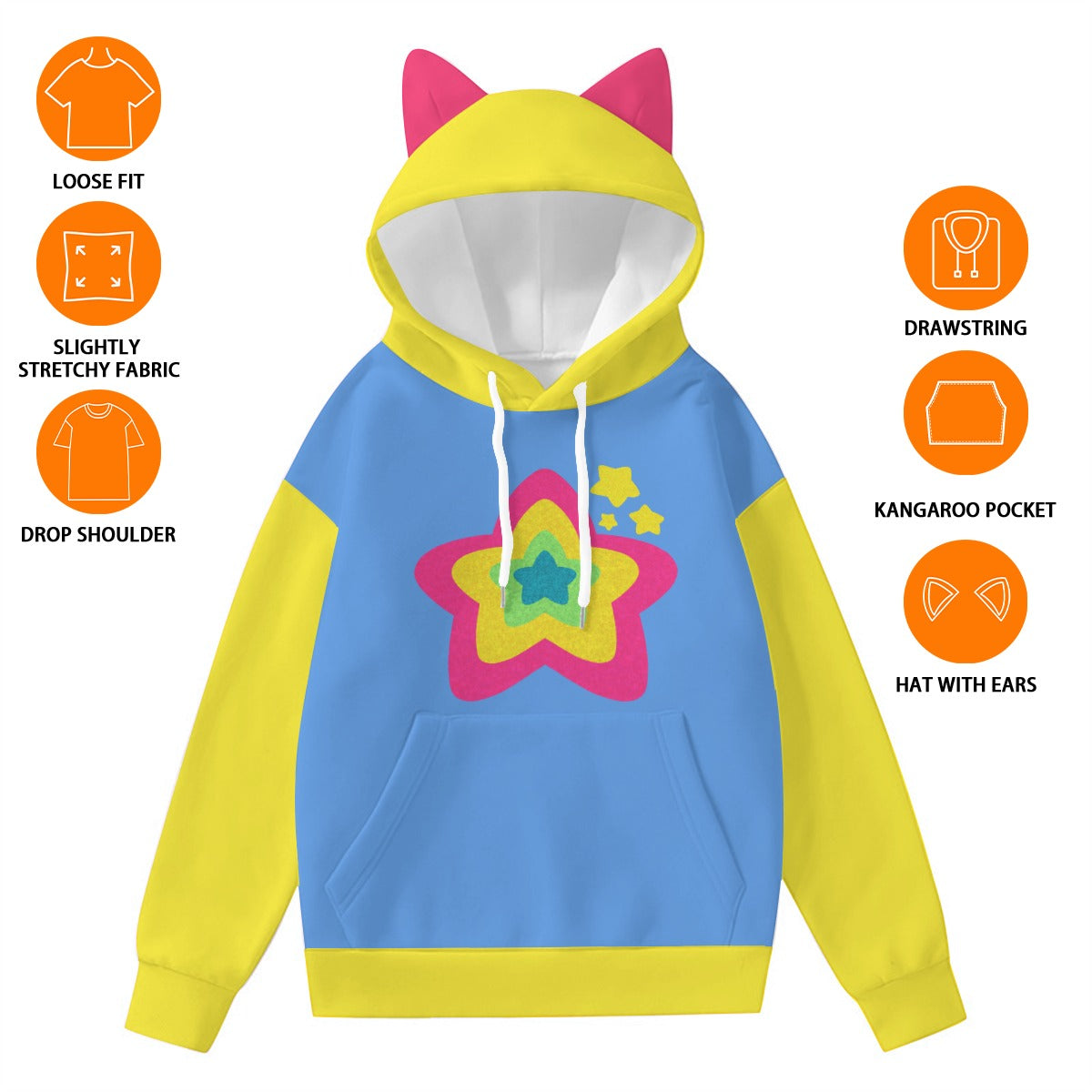 Neon Dream Kitty Ears Hoodie.