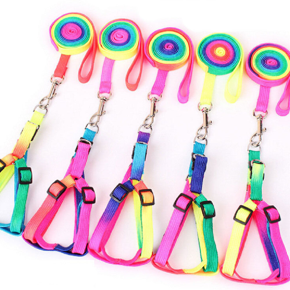 Glowwalk Rainbow Adjustable Pet Harness & Leash Set