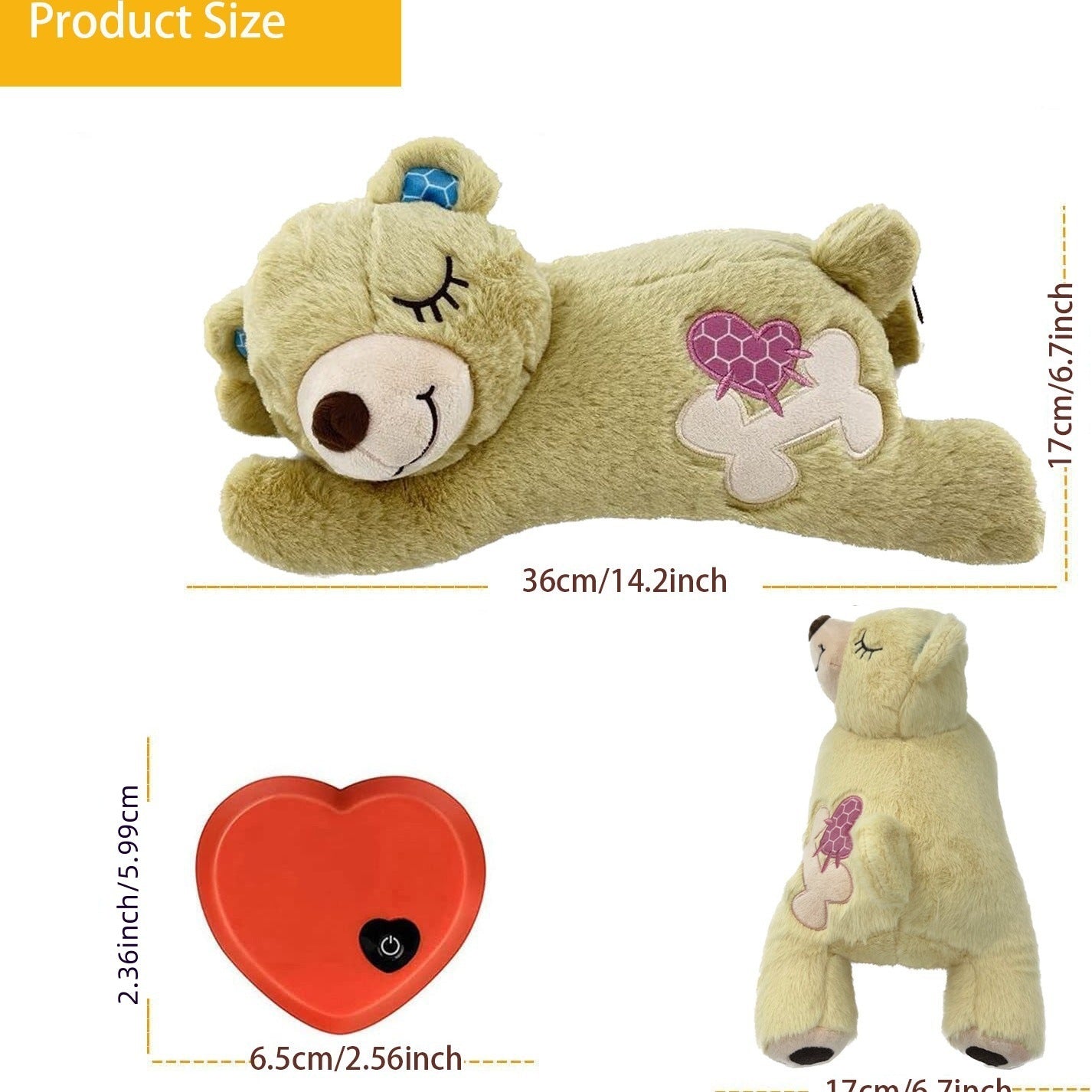 Cuddle Calm Heartbeat Bear | Plush Soothing Toy for Anxious Pets