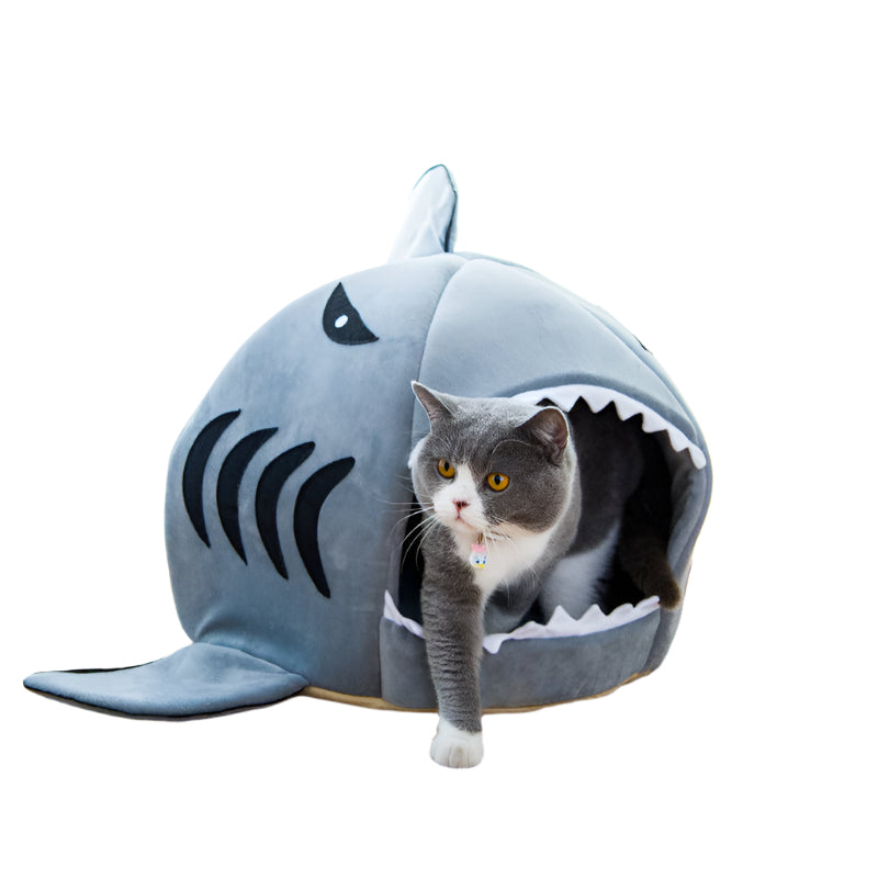 Shark Snuggle Cave Bed | Plush Nest for Small Pets