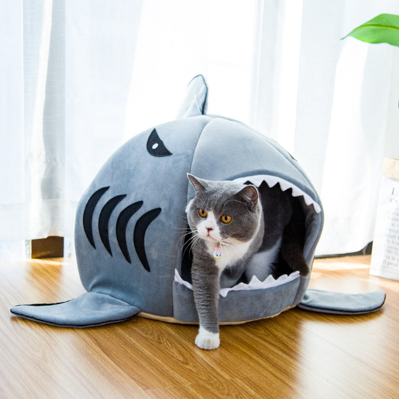 Shark Snuggle Cave Bed | Plush Nest for Small Pets