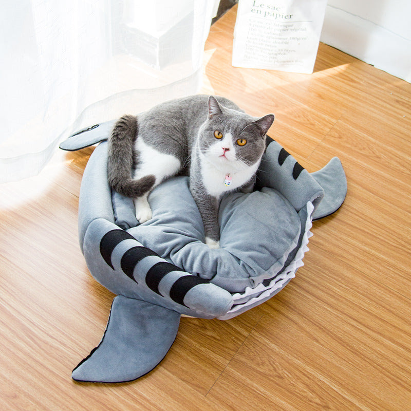 Shark Snuggle Cave Bed | Plush Nest for Small Pets