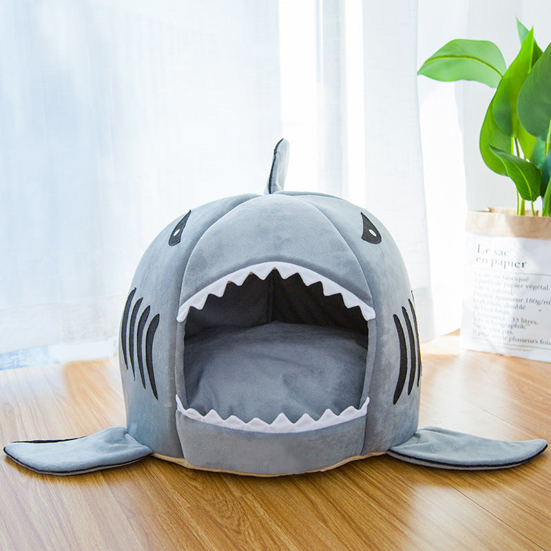 Shark Snuggle Cave Bed | Plush Nest for Small Pets
