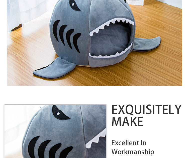 Shark Snuggle Cave Bed | Plush Nest for Small Pets