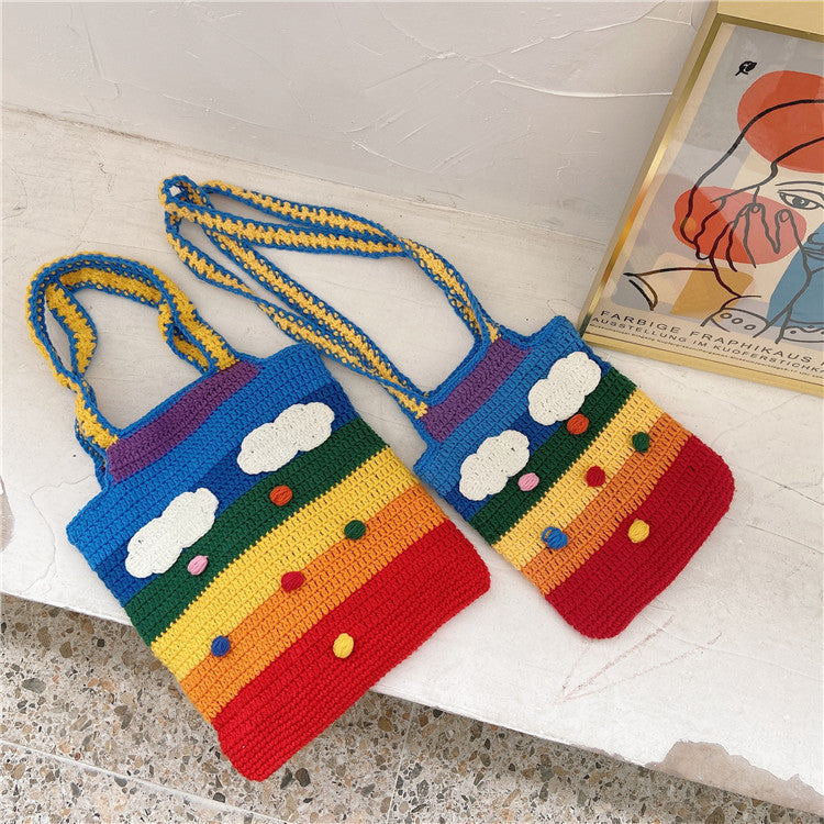 Dreamy Threads Rainbow Knit Tote