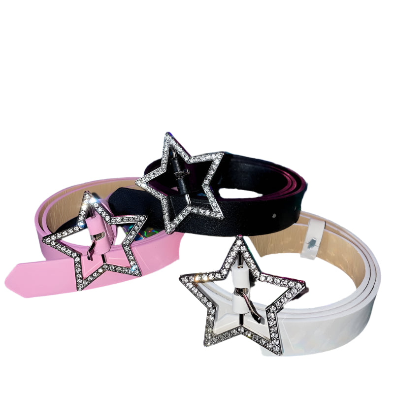 Spicy Girl Star Buckle Belt | Y2K PU Leather Waist Belt