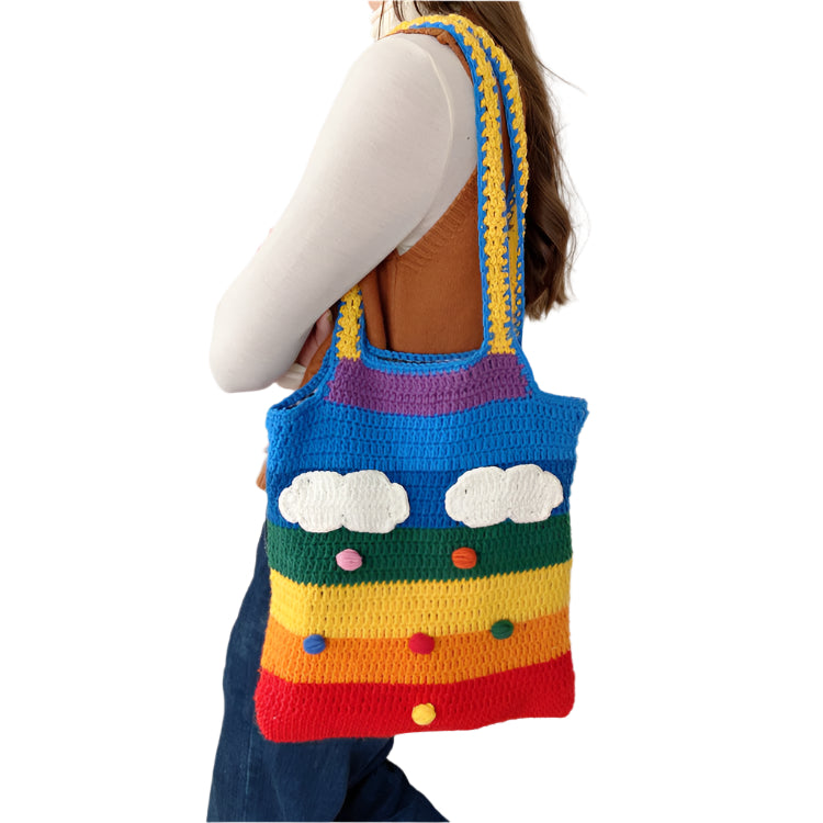 Dreamy Threads Rainbow Knit Tote