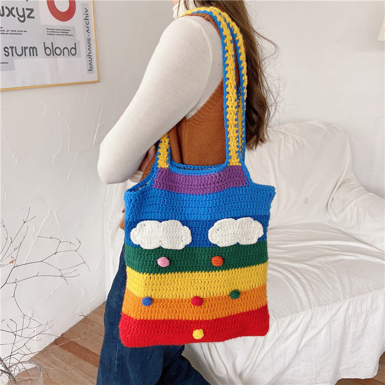 Dreamy Threads Rainbow Knit Tote