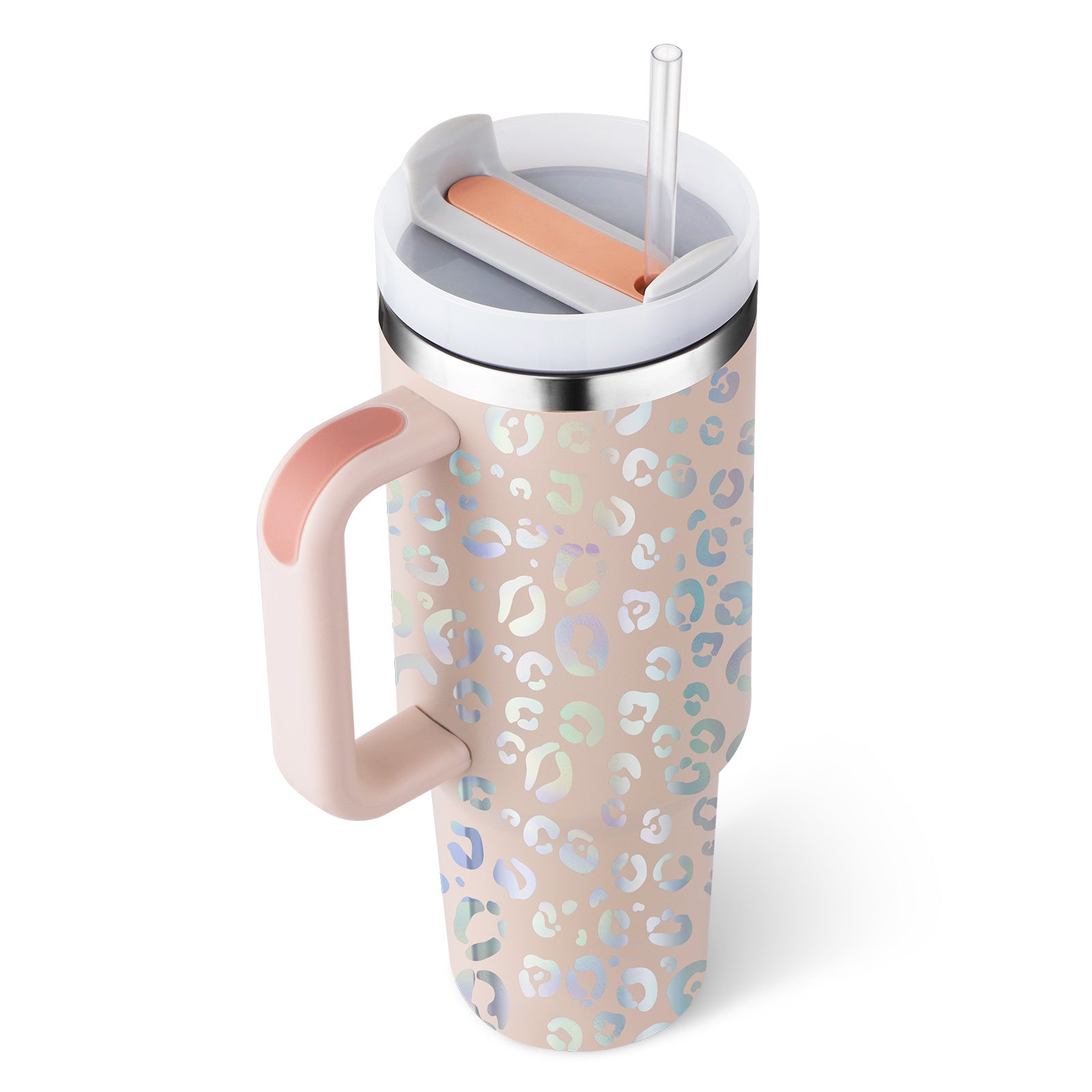 Heart Sip 40oz Insulated Tumbler | Spill-Proof Stainless Steel Travel Cup with Straw & Handle