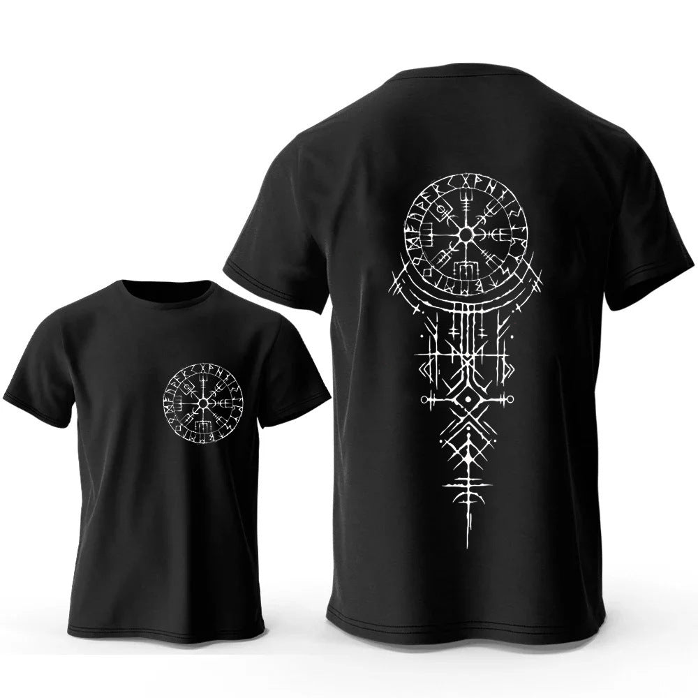 Viking Rune Compass Nordic Sigil Tee | Graphic Cotton T-Shirt