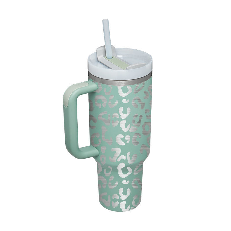 Heart Sip 40oz Insulated Tumbler | Spill-Proof Stainless Steel Travel Cup with Straw & Handle