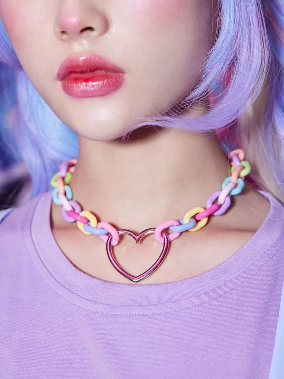 Color Pop Heart Pendant Choker