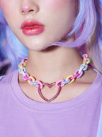 Color Pop Heart Pendant Choker