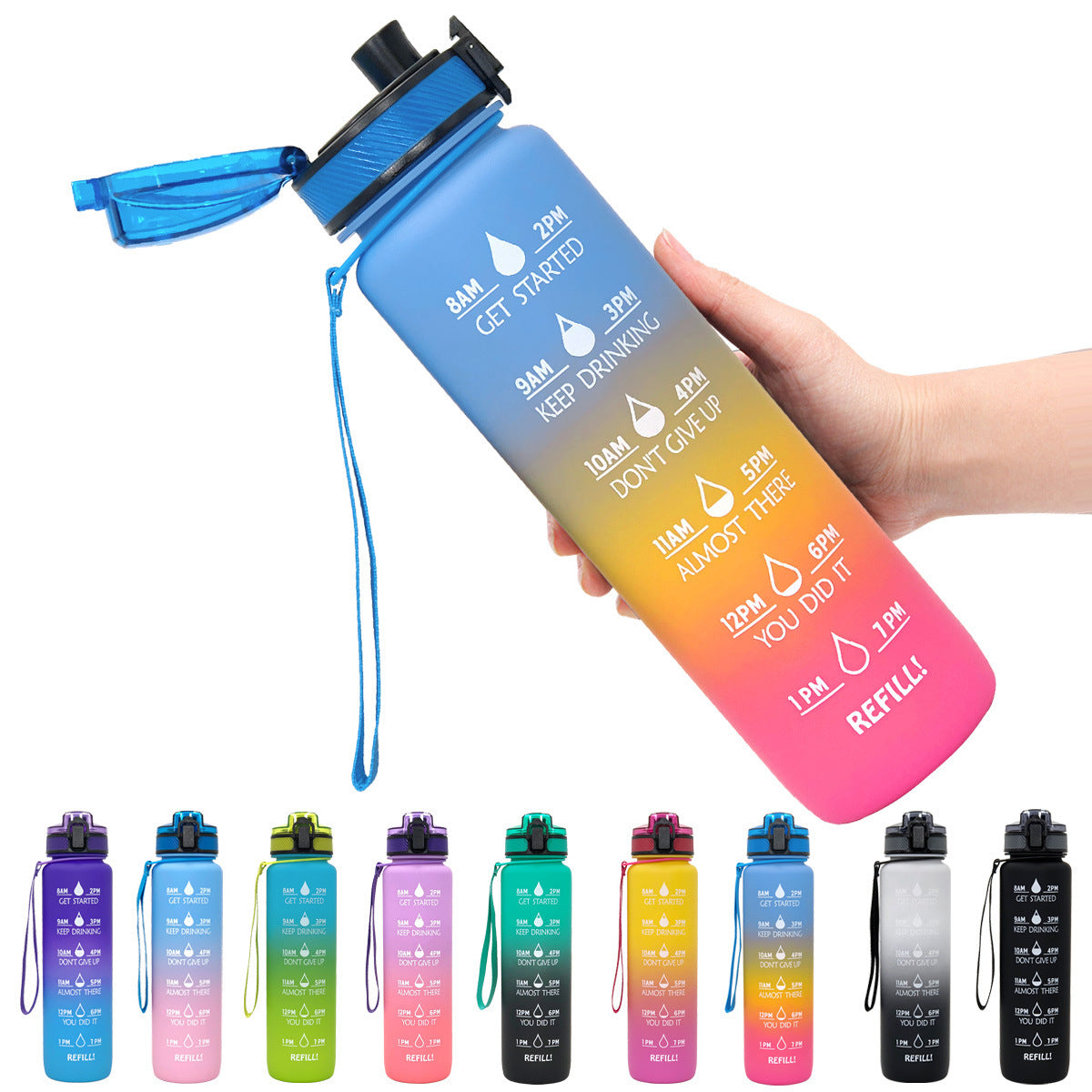 Hydrate Glow Time Marker Bottle | 1L Motivational Water Bottle