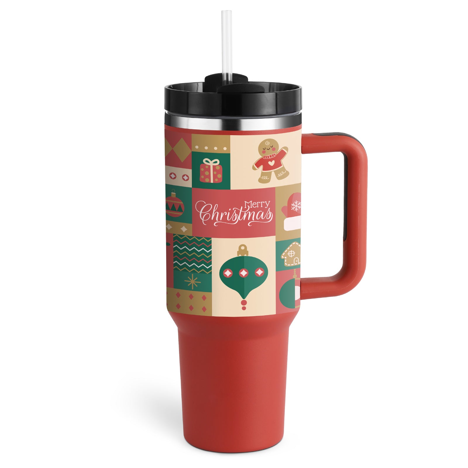 Heart Sip 40oz Insulated Tumbler | Spill-Proof Stainless Steel Travel Cup with Straw & Handle