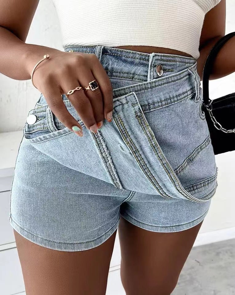 Wrap Me Up Denim Skort | Y2K Overlap Waist
