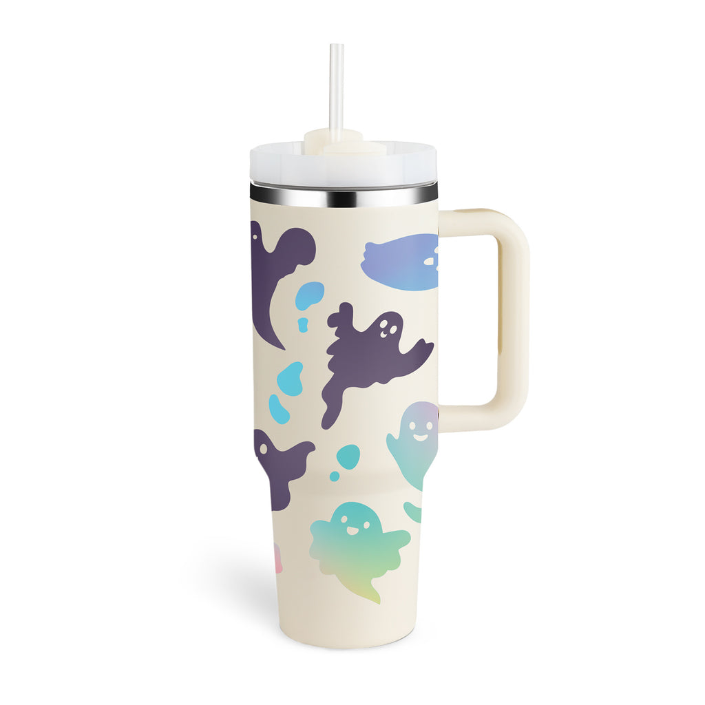 Heart Sip 40oz Insulated Tumbler | Spill-Proof Stainless Steel Travel Cup with Straw & Handle
