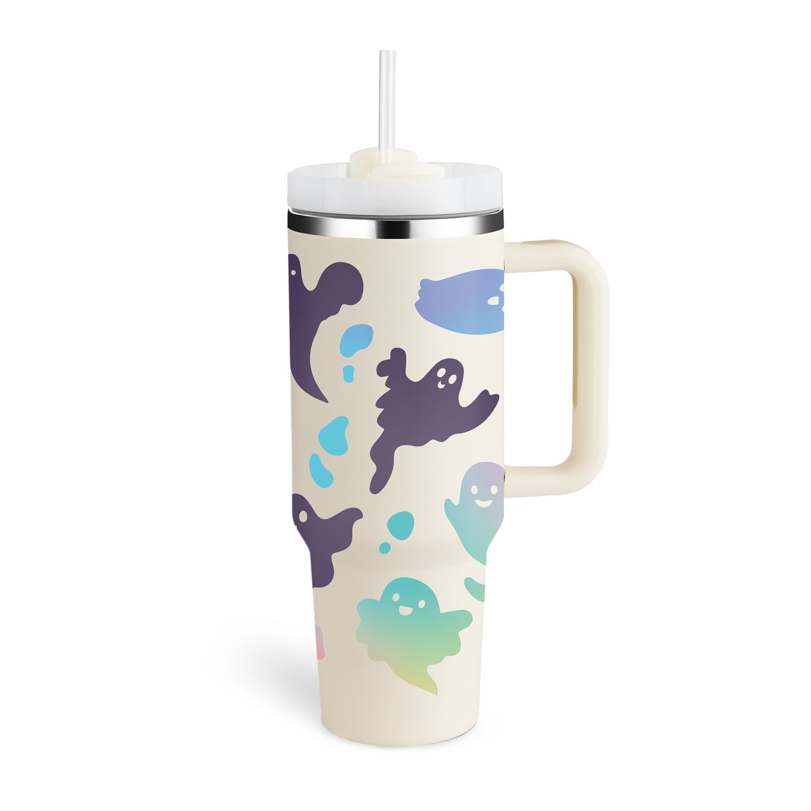 Heart Sip 40oz Insulated Tumbler | Spill-Proof Stainless Steel Travel Cup with Straw & Handle
