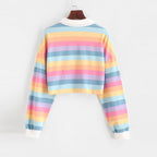 Candy Spectrum Striped Lapel Sweater