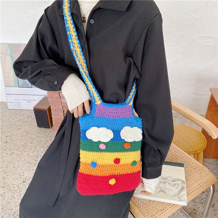Dreamy Threads Rainbow Knit Tote