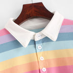 Candy Spectrum Striped Lapel Sweater