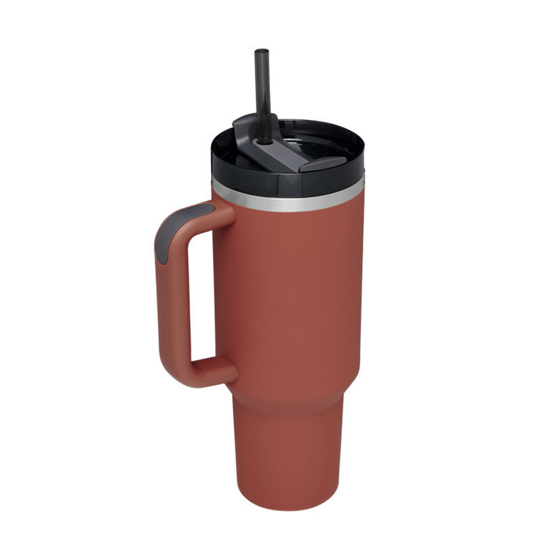 Heart Sip 40oz Insulated Tumbler | Spill-Proof Stainless Steel Travel Cup with Straw & Handle