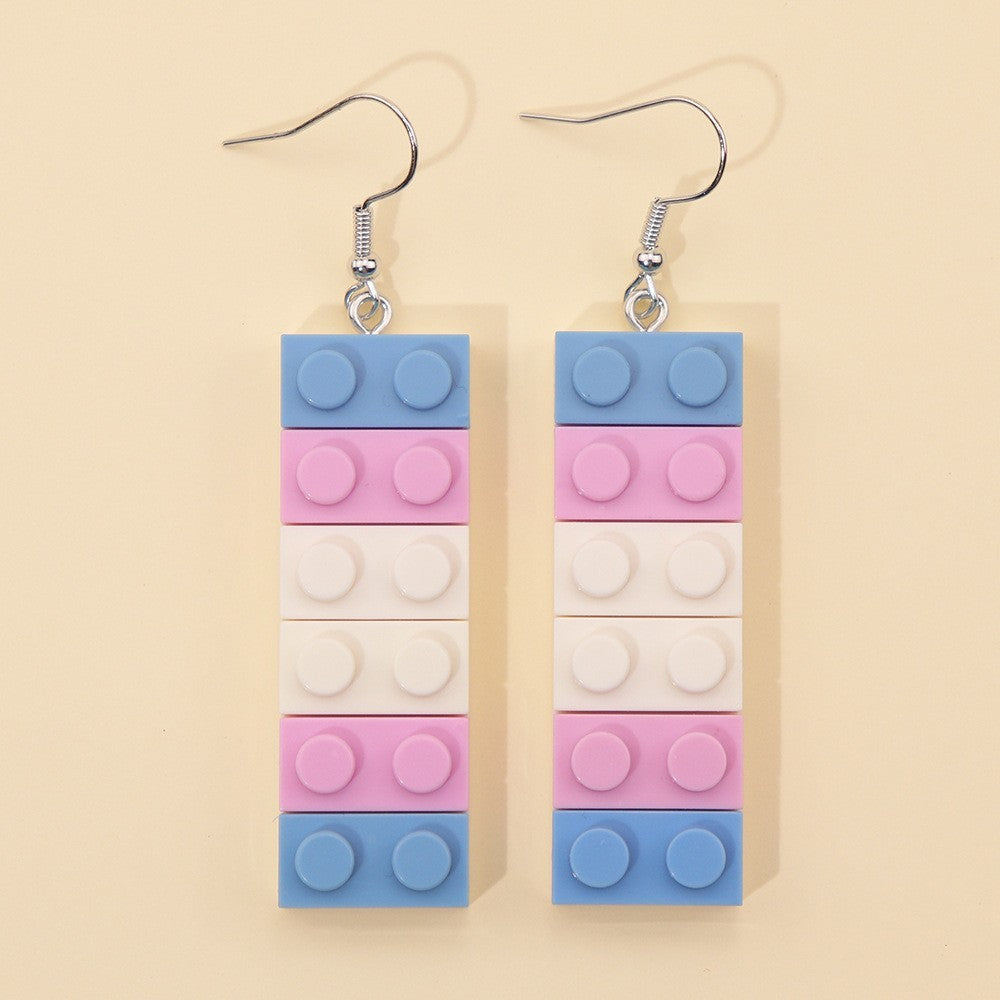 Brick Babe Rainbow Building Block Earrings
