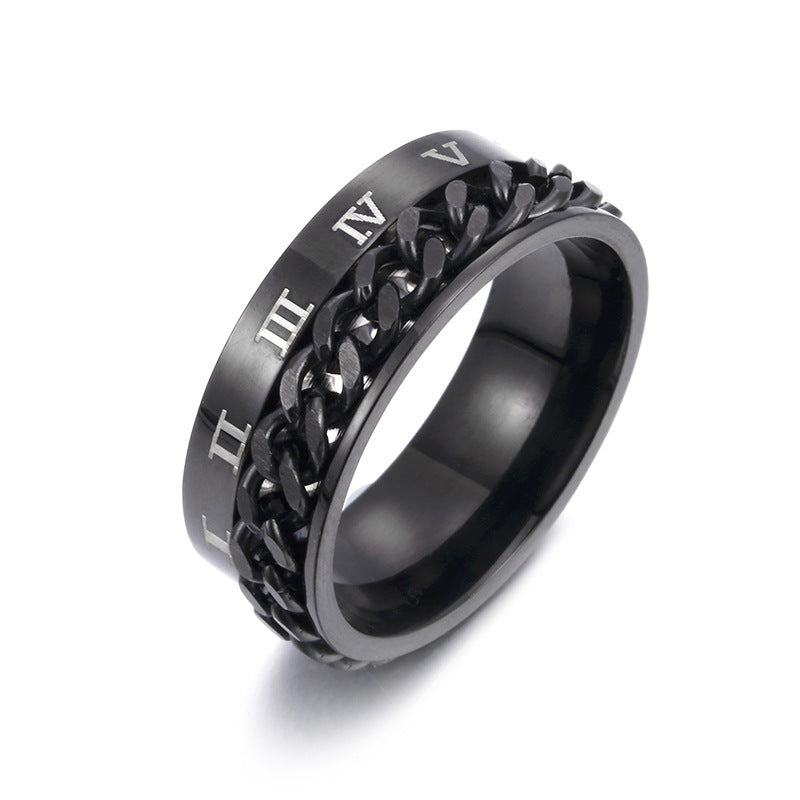 Spin Link Chain Ring | Rotatable Titanium Steel
