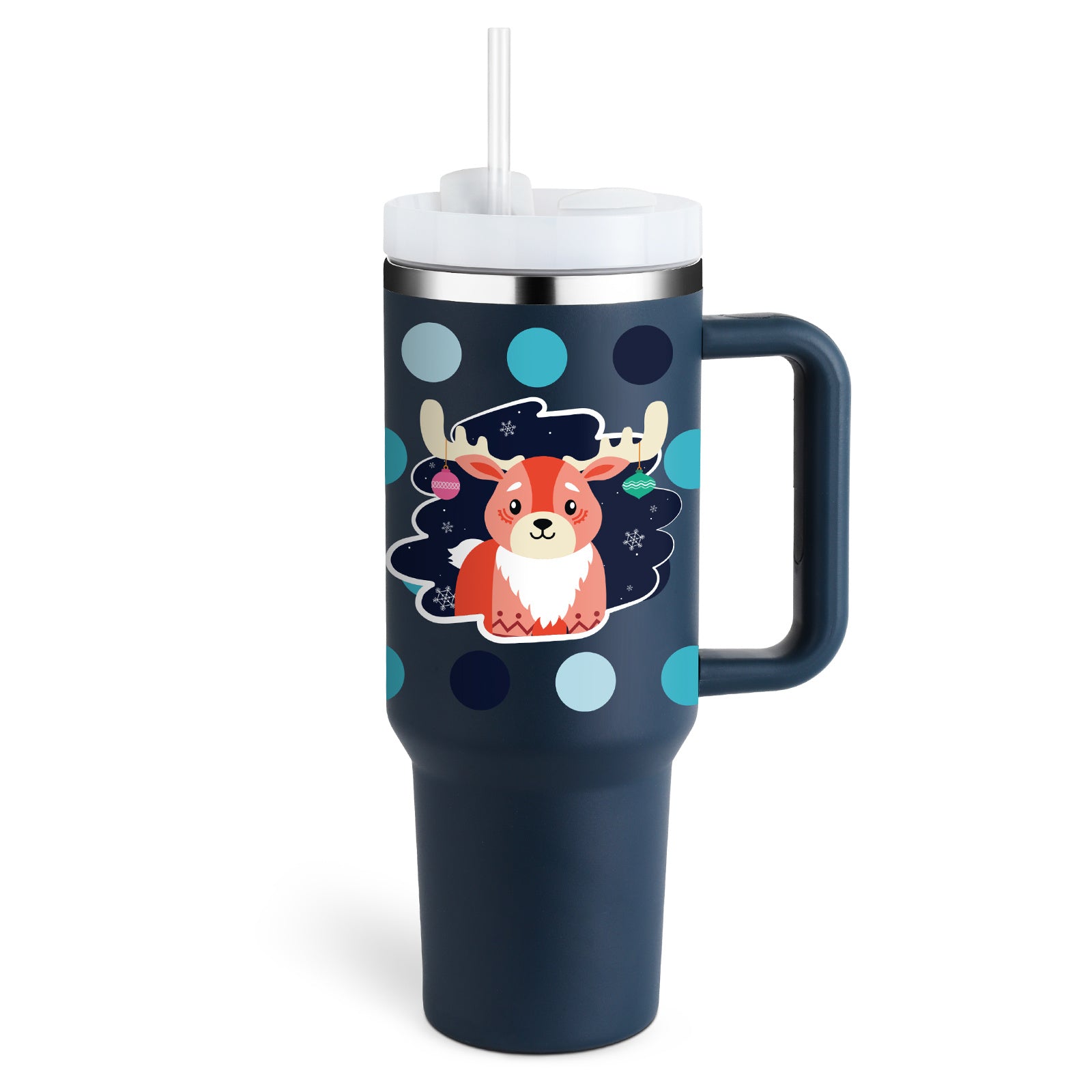 Heart Sip 40oz Insulated Tumbler | Spill-Proof Stainless Steel Travel Cup with Straw & Handle